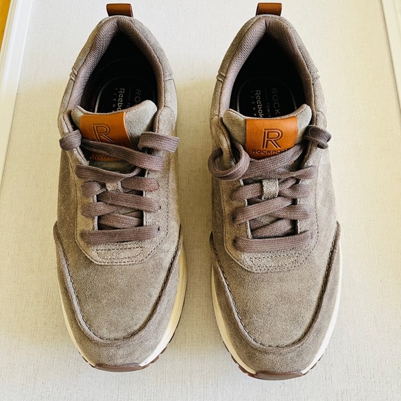 Rockport Other - Rockport Reebok DMX Mens 8 Gray Suede Walking Shoes Sneakers Brown Leather Trim